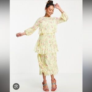 ASOS Floral Tiered Midi Dress
